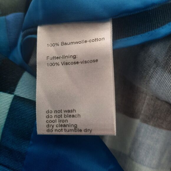 Akris Punto Plaid Jacket Lapis Juniper Cotton Business Designer Size 6 - Picture 5 of 6